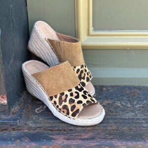 Diba True Golden Sun Genuine Suede Leopard Print Wedge